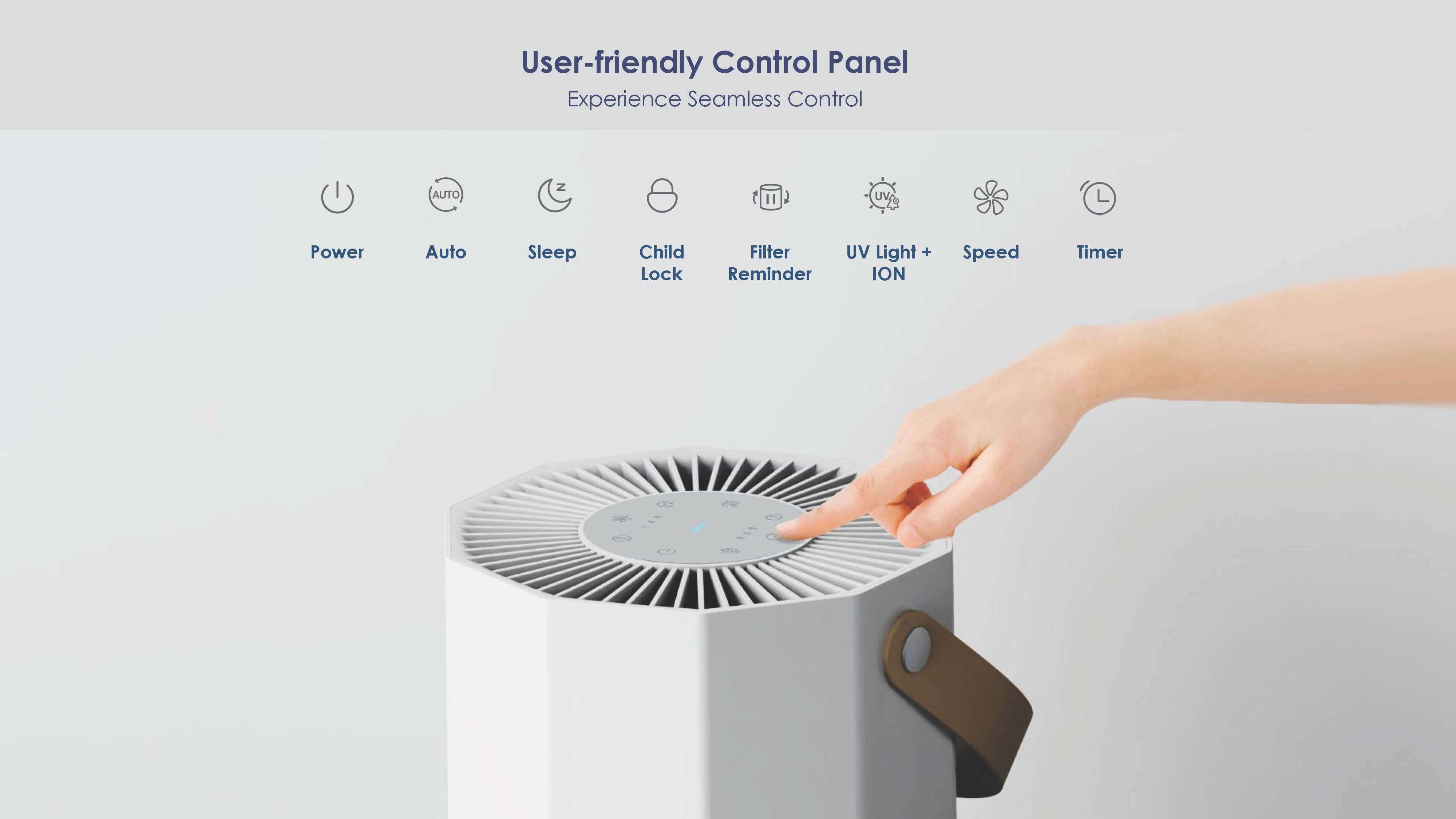 Best Pet Air Purifier Manufacturer HEPA Air Cleaner with Touch Panel PM2.5 Sensor for Home Office Smoke Dust Pollen AP-M1336UAL