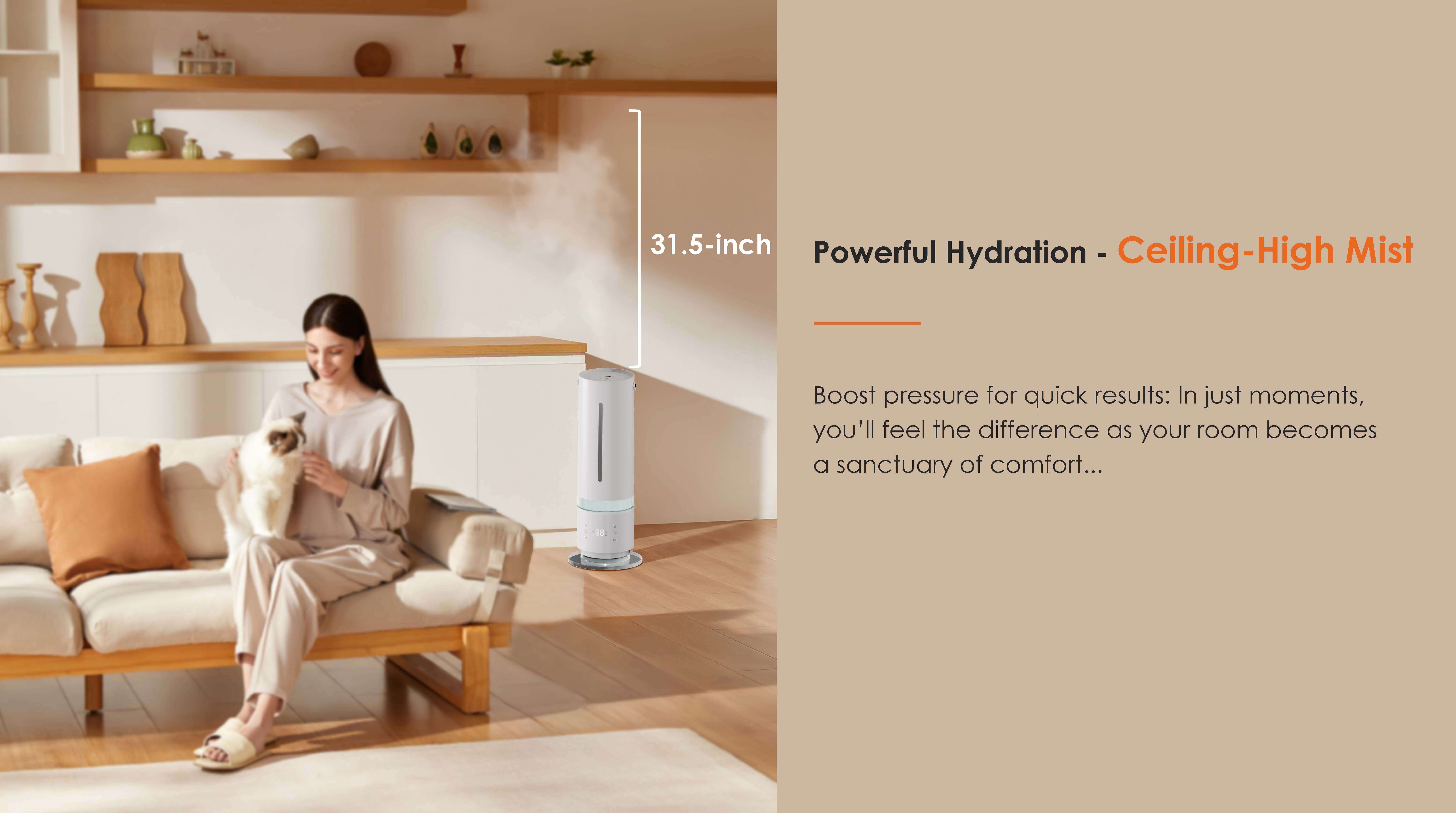 Comefresh 2 in 1 Cool and Warm Humidifier for Office Quiet Top Fill Humidifier Diffuser with Touch Screen Remote for Home Bedroom CF-239D2HTUR