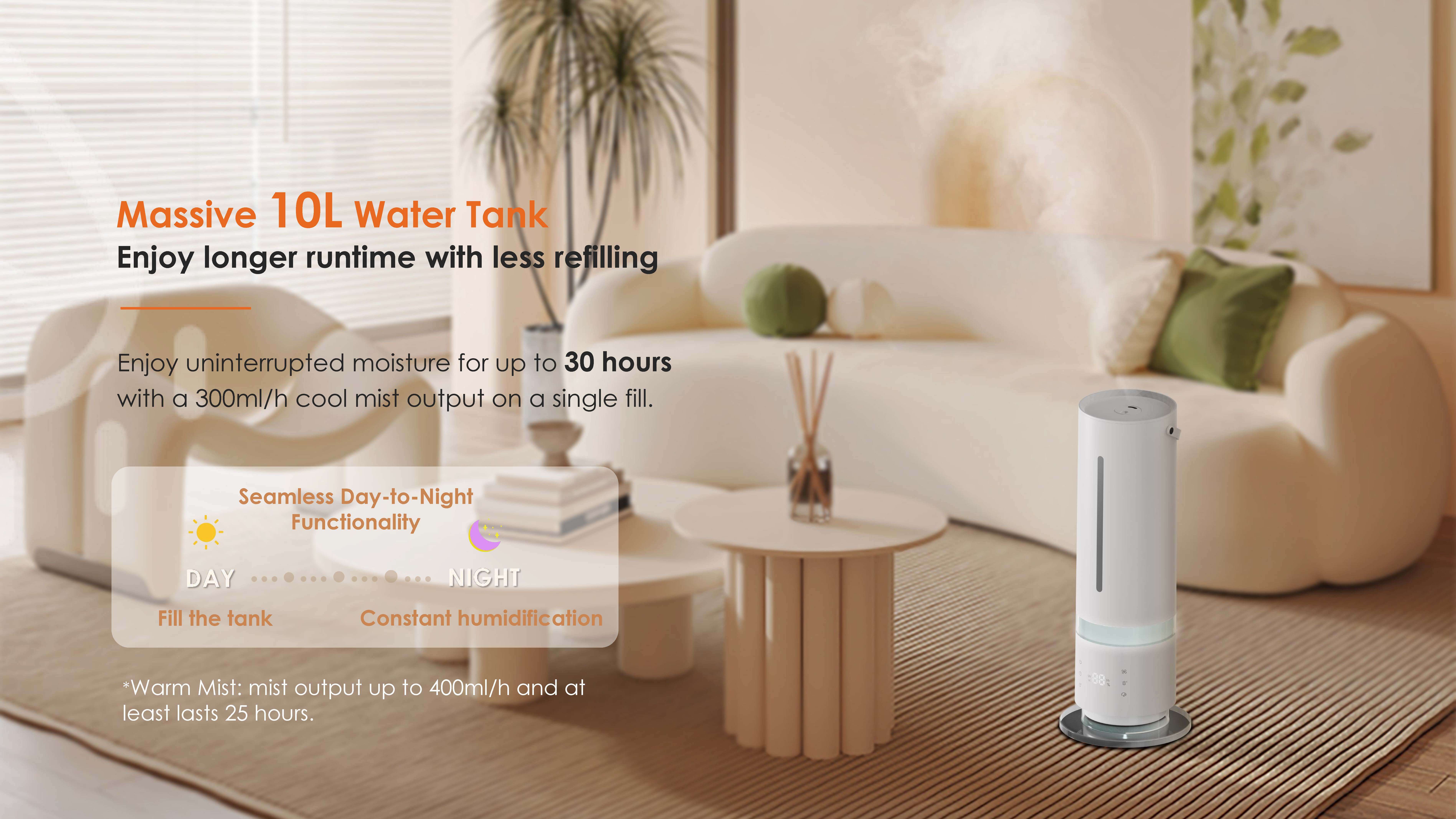 Comefresh Cool and Warm Humidifier with Remote for Bedroom Quiet Top Fill Humidifier Diffuser with Touch Screen for Home Office CF-239D2HTUR