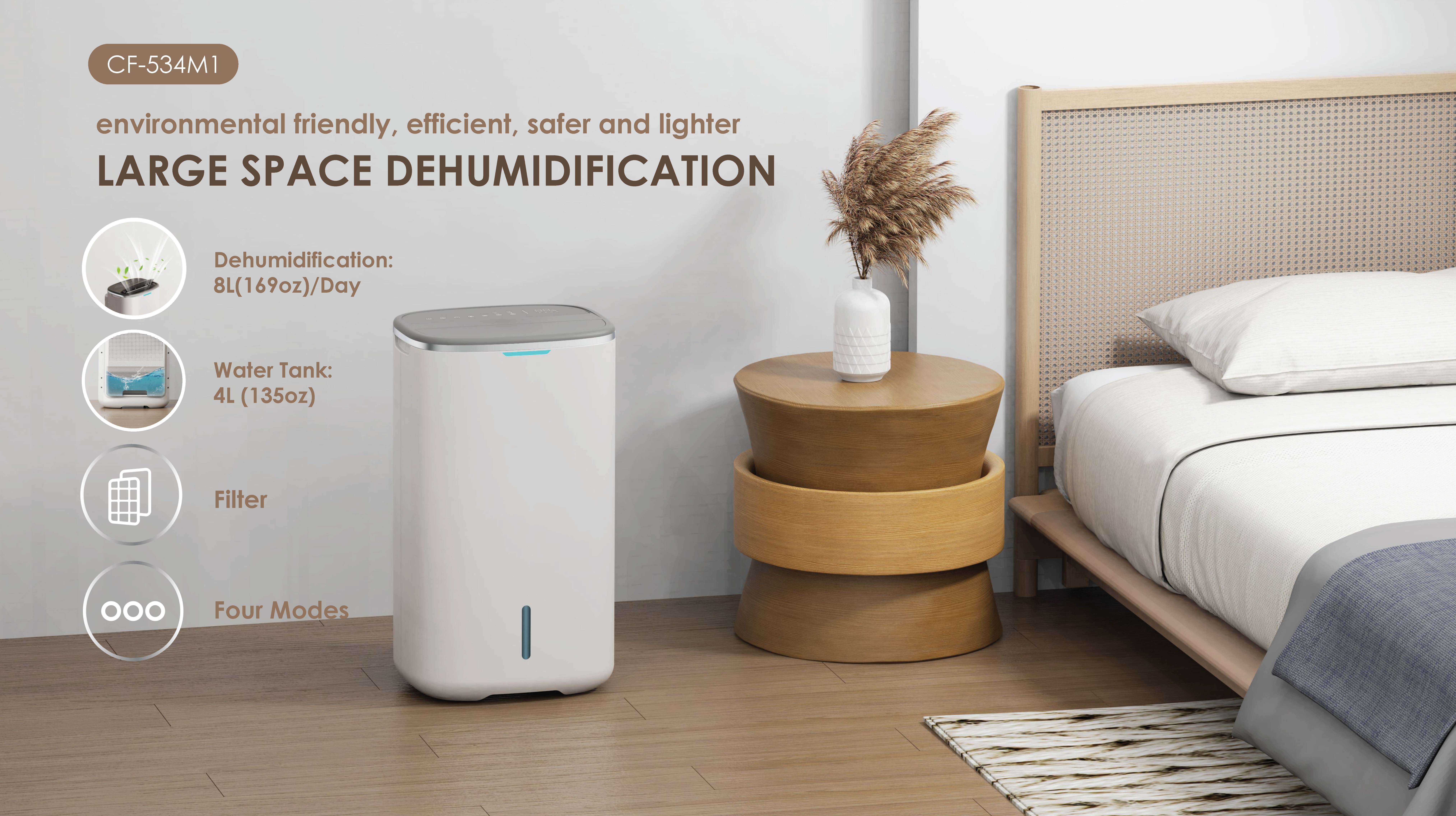 Comefresh Quiet Dehumidifier with Air Purifier for Home Basement Bathroom  with Auto Mode CF-534M1