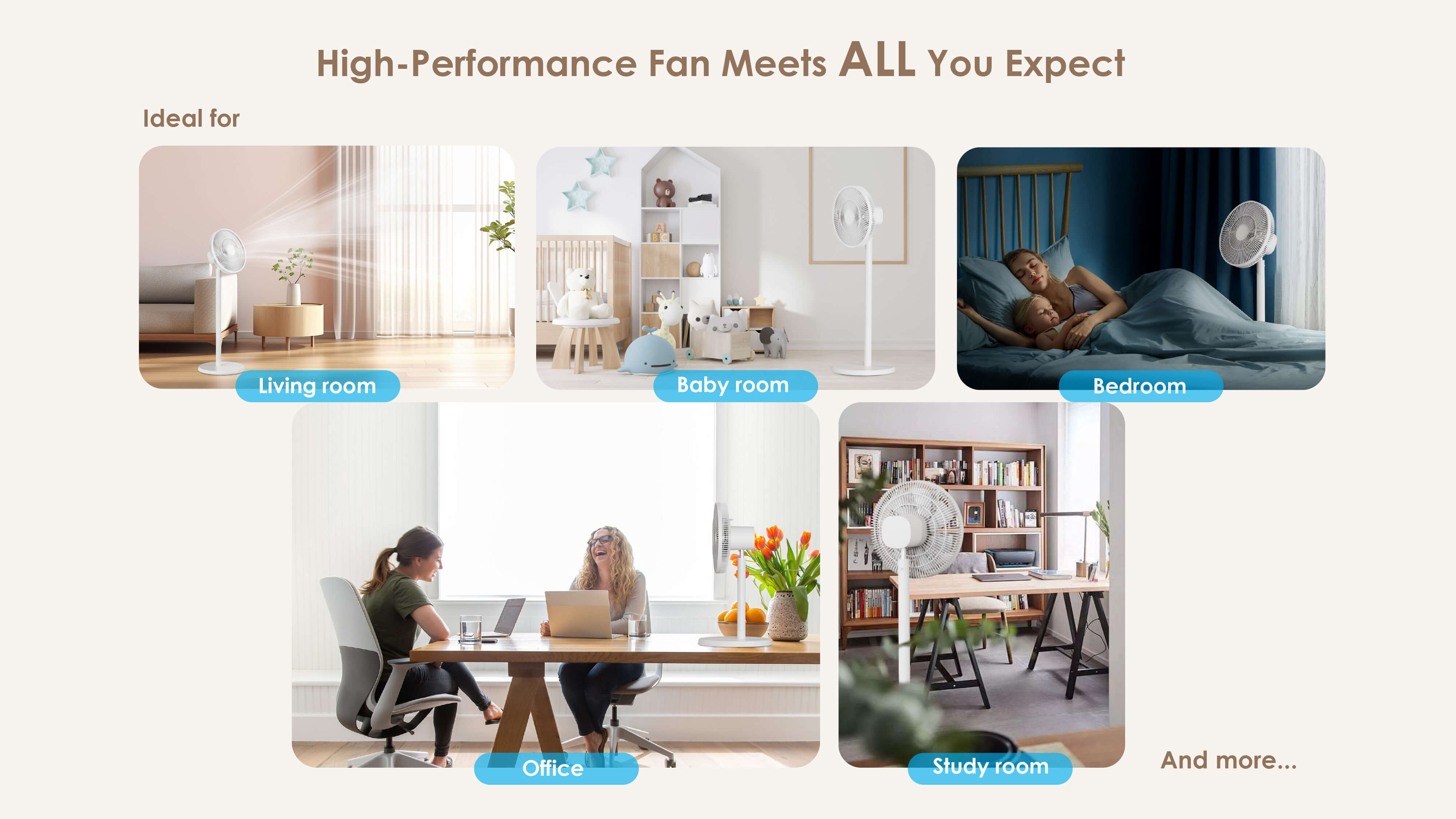 Comefresh Standing Fan Pedestal Quiet Fan with BLDC Motor 140-Degree Oscillating Floor Fan with Remote Timer 4 Speeds