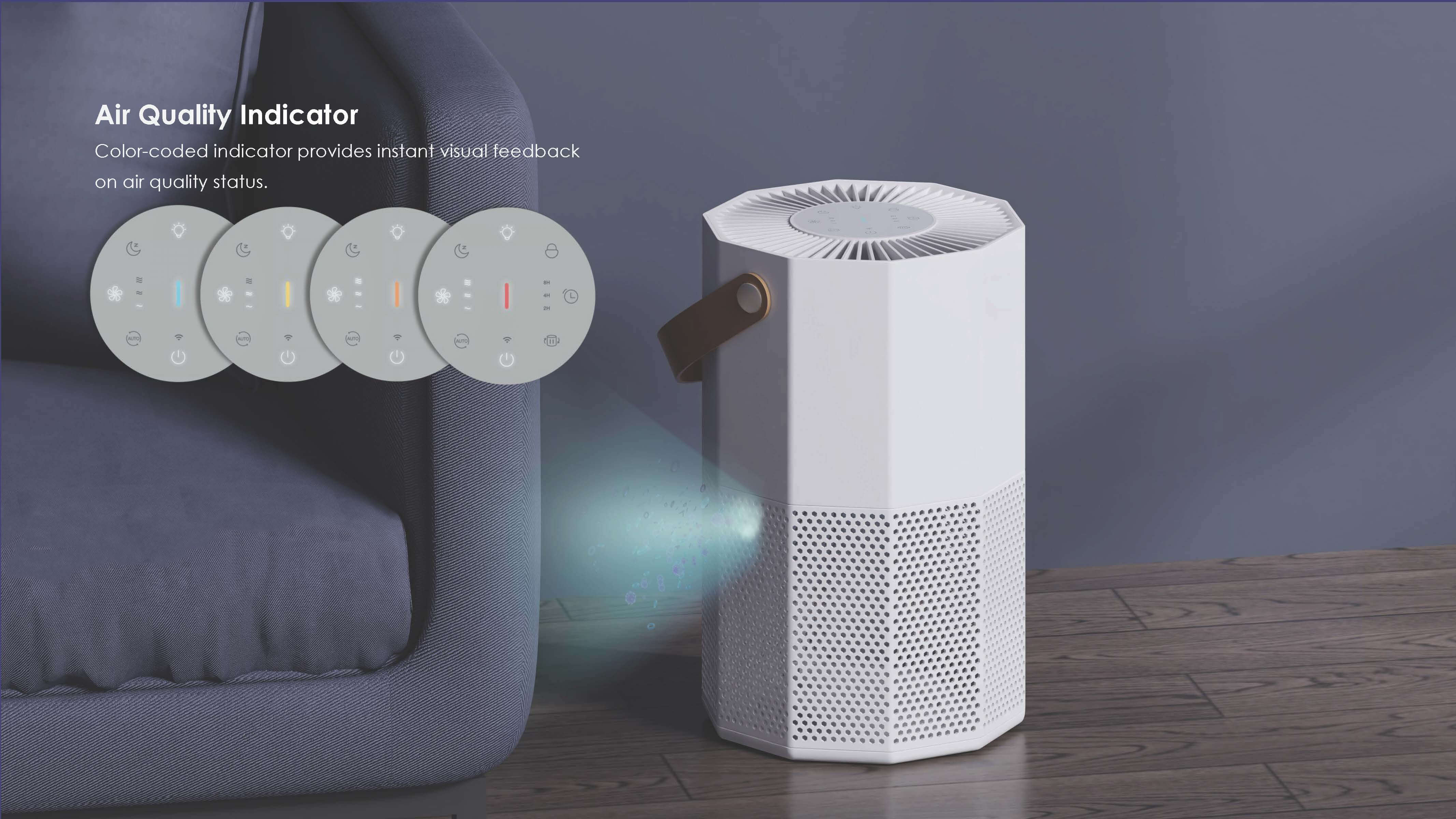 Home Air Purifier Manufacturer HEPA Air Cleaner with PM2.5 Sensor for Pets Office Smoke Dust Pollen AP-M1336UAL